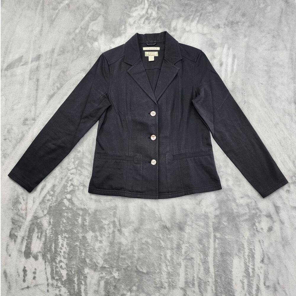 Vintage‎ Tommy Bahama Jacket Womens 2 Black Stretch Cotton Preppy Lightweight